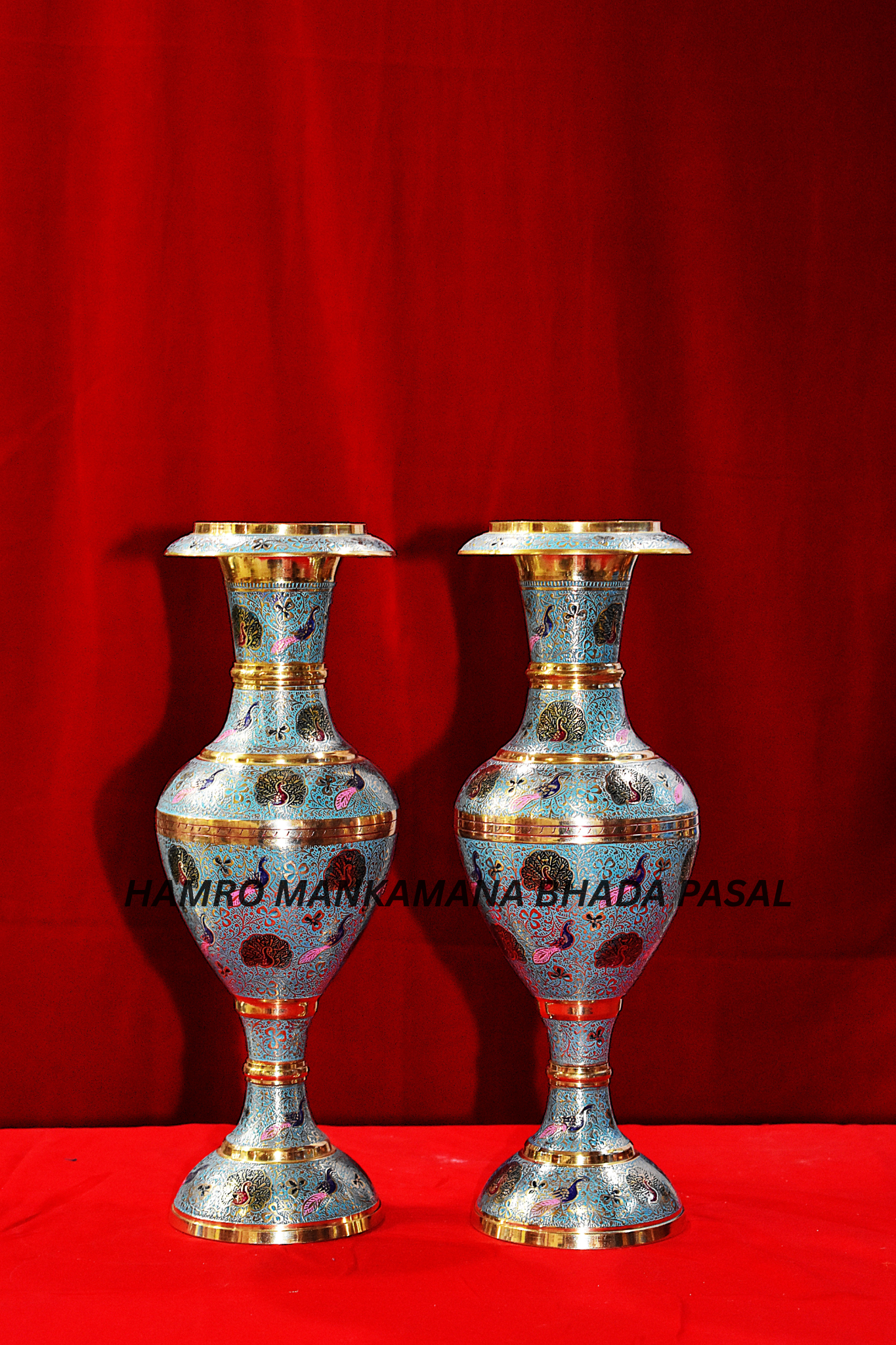 Brass Flower Vase (BLUE)