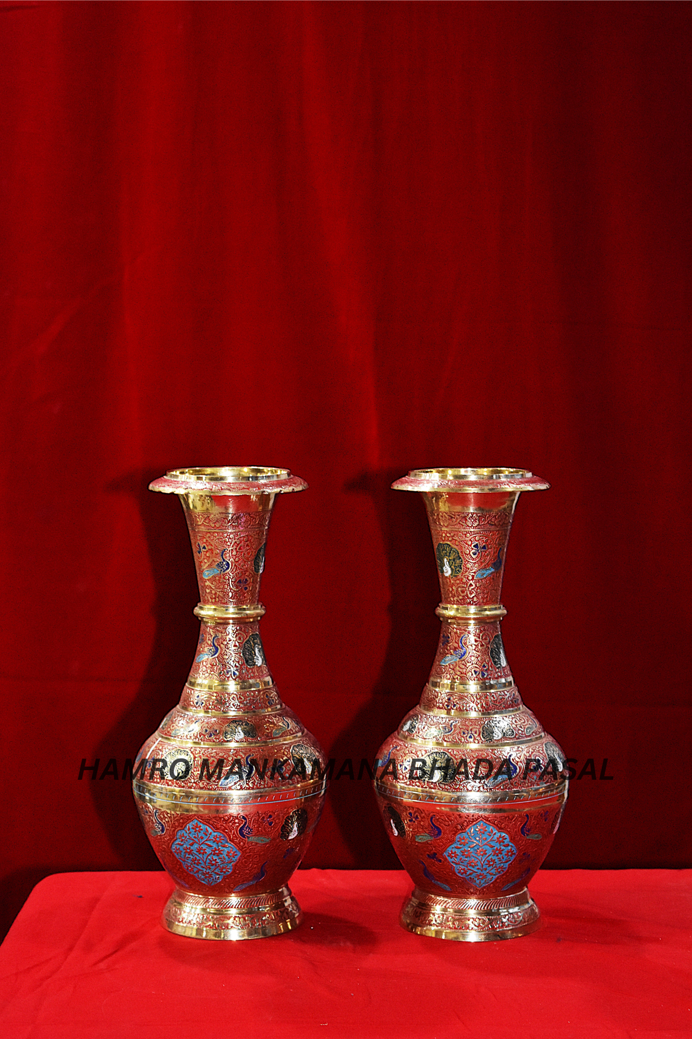 Brass Flower Vase (RED)